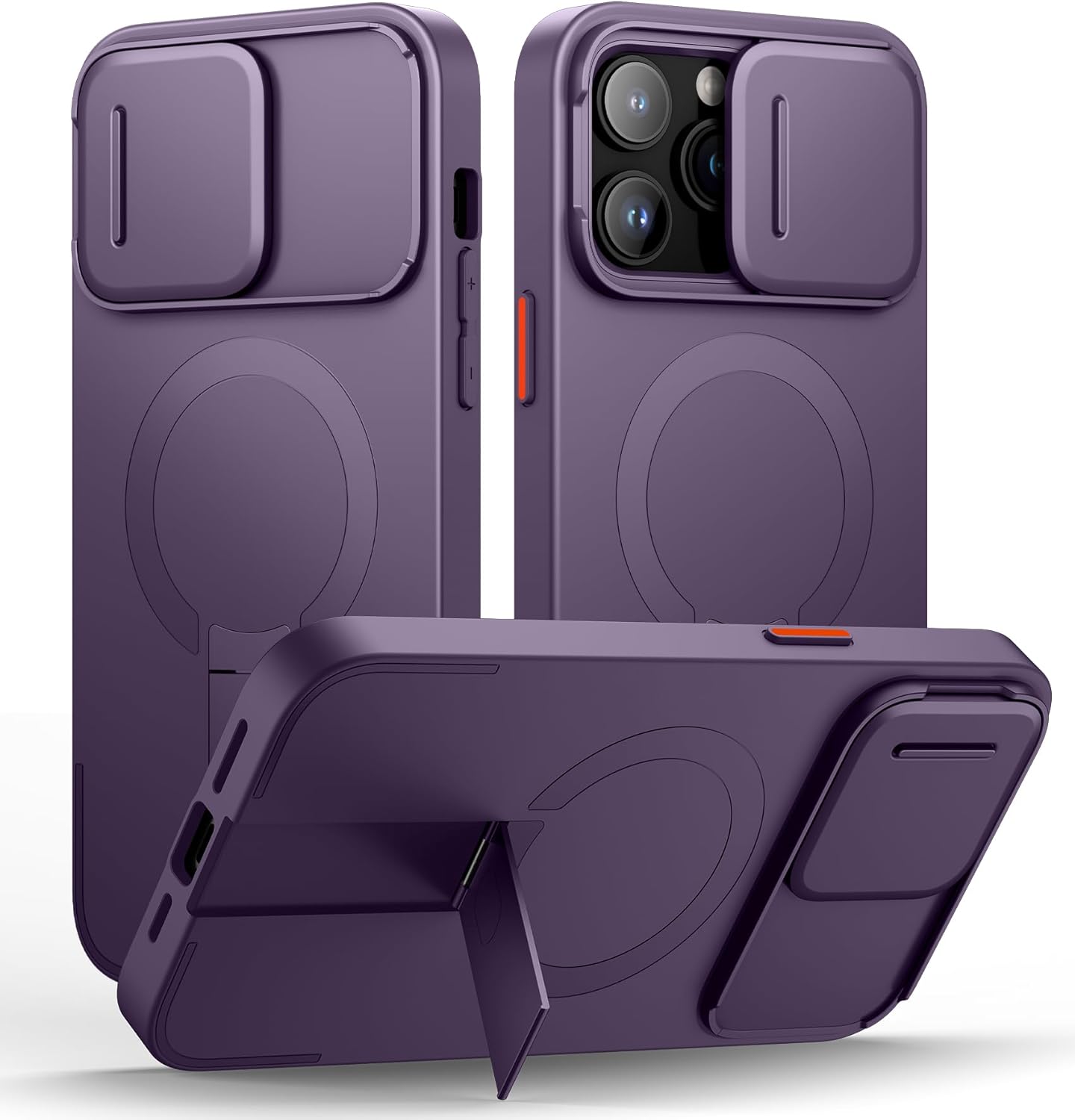 SURITCH for iPhone 12/12 Pro Case with Magnetic Camera Slide Cover and Adjustable Kickstand, Compatible with MagSafe, Shockproof Bumper Case Slim Protective Cover for iPhone 12/12 Pro 6.1 Inch, Black