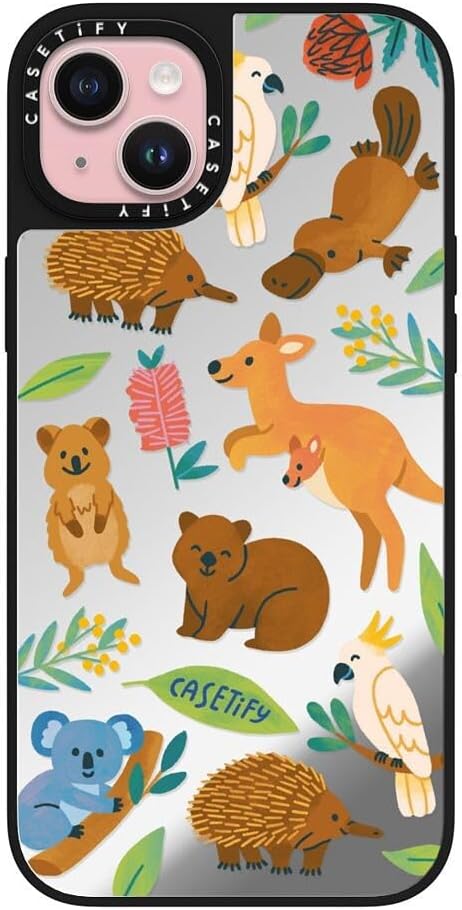 CASETiFY Mirror Case for iPhone 16 [Reflective / 4.9ft Drop Protection/Compatible with Magsafe] - Melbourne Stickers - Silver On Black