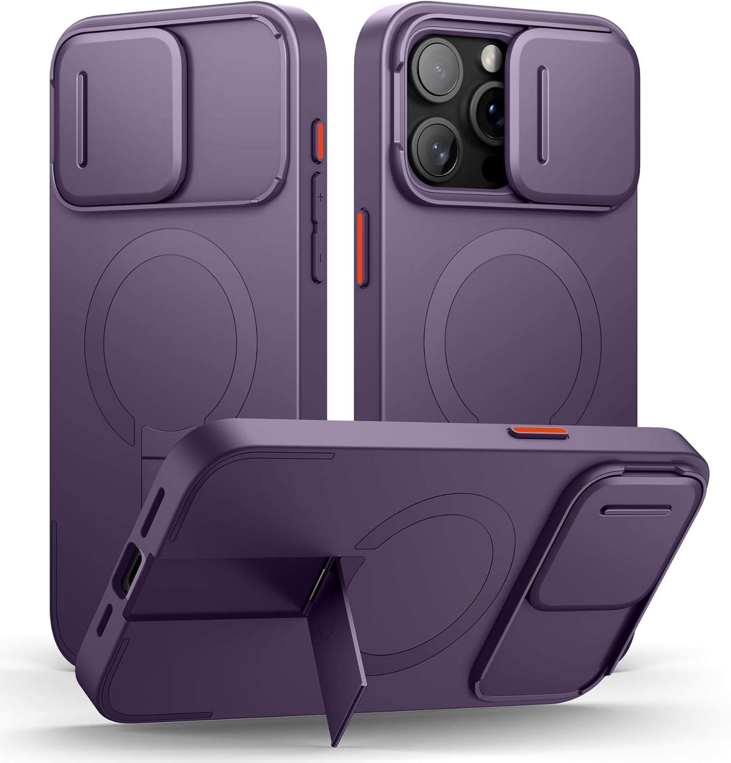 SURITCH for iPhone 12/12 Pro Case with Magnetic Camera Slide Cover and Adjustable Kickstand, Compatible with MagSafe, Shockproof Bumper Case Slim Protective Cover for iPhone 12/12 Pro 6.1 Inch, Black