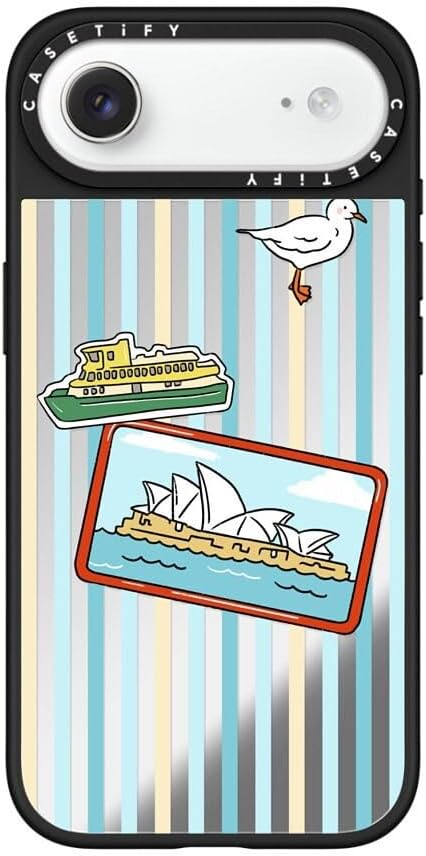 CASETiFY Mirror Case for iPhone 16 [Reflective / 4.9ft Drop Protection/Compatible with Magsafe] - Melbourne Stickers - Silver On Black