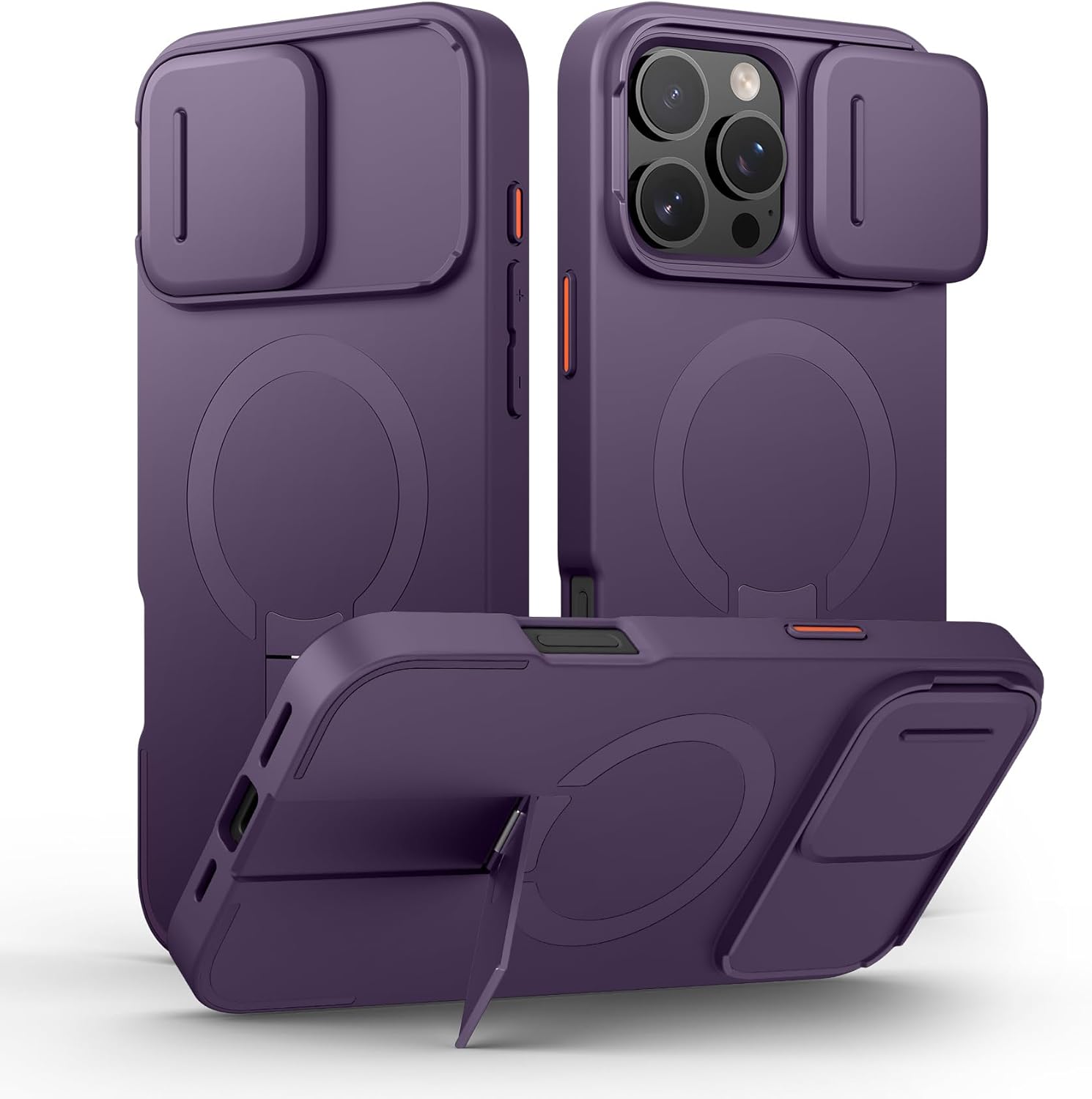 SURITCH for iPhone 12/12 Pro Case with Magnetic Camera Slide Cover and Adjustable Kickstand, Compatible with MagSafe, Shockproof Bumper Case Slim Protective Cover for iPhone 12/12 Pro 6.1 Inch, Black