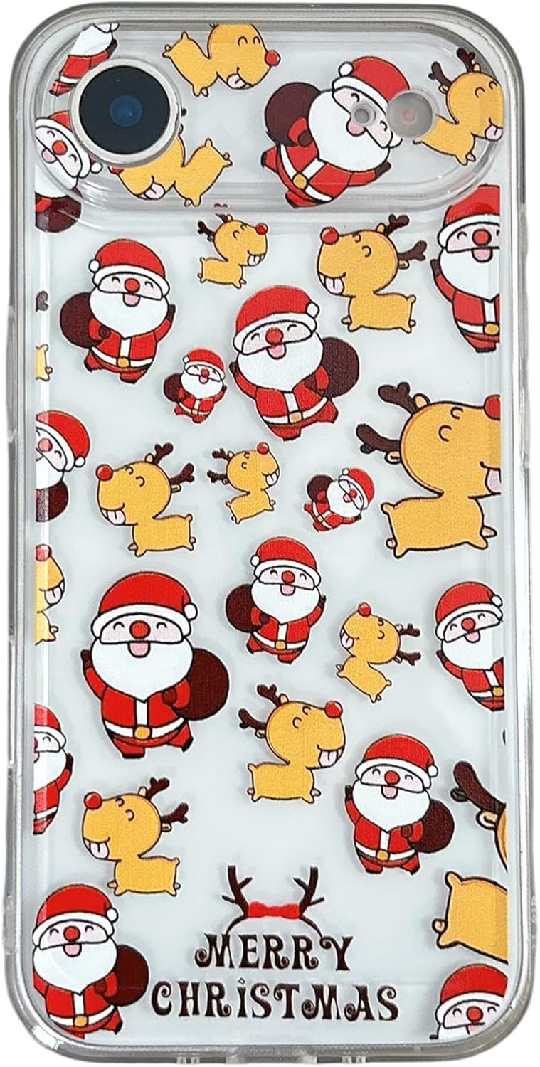 UEEBAI Christmas Phone Case for iPhone 16, Cute Merry Christmas Pattern Case Compatible with Magsafe Red Xmas Santa Tree Candy Pattern Cover for Women and Girls - Elk