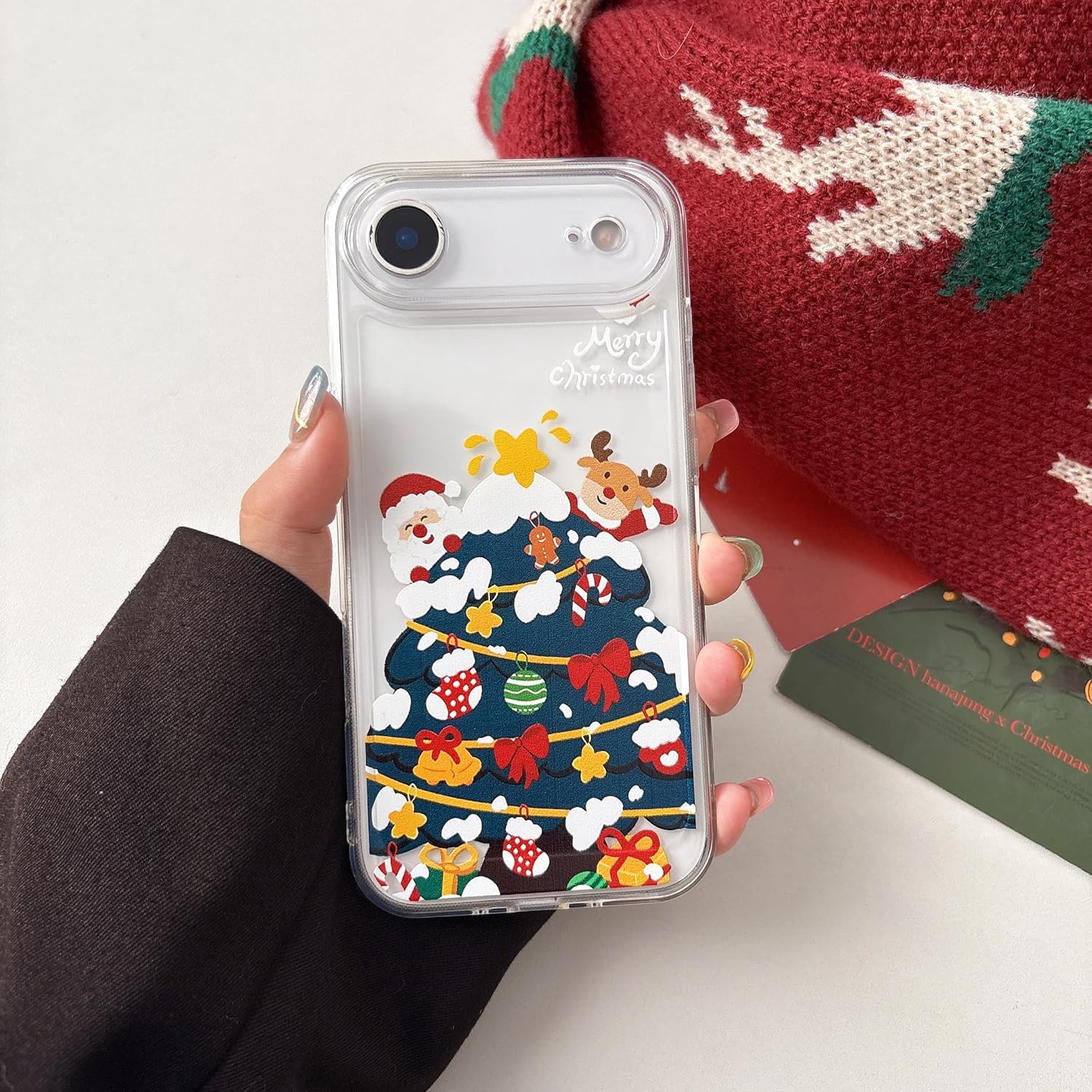 UEEBAI Christmas Phone Case for iPhone 16, Cute Merry Christmas Pattern Case Compatible with Magsafe Red Xmas Santa Tree Candy Pattern Cover for Women and Girls - Elk