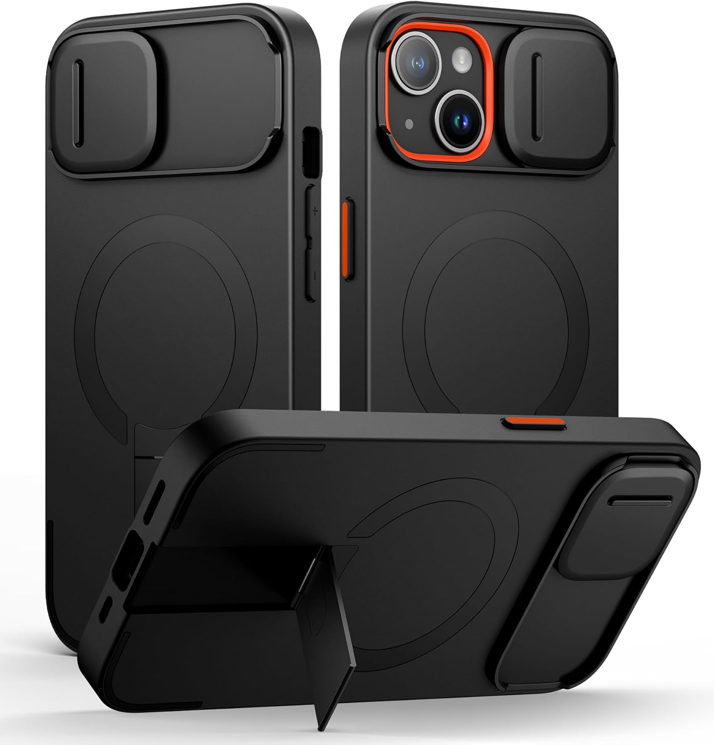 SURITCH for iPhone 12/12 Pro Case with Magnetic Camera Slide Cover and Adjustable Kickstand, Compatible with MagSafe, Shockproof Bumper Case Slim Protective Cover for iPhone 12/12 Pro 6.1 Inch, Black