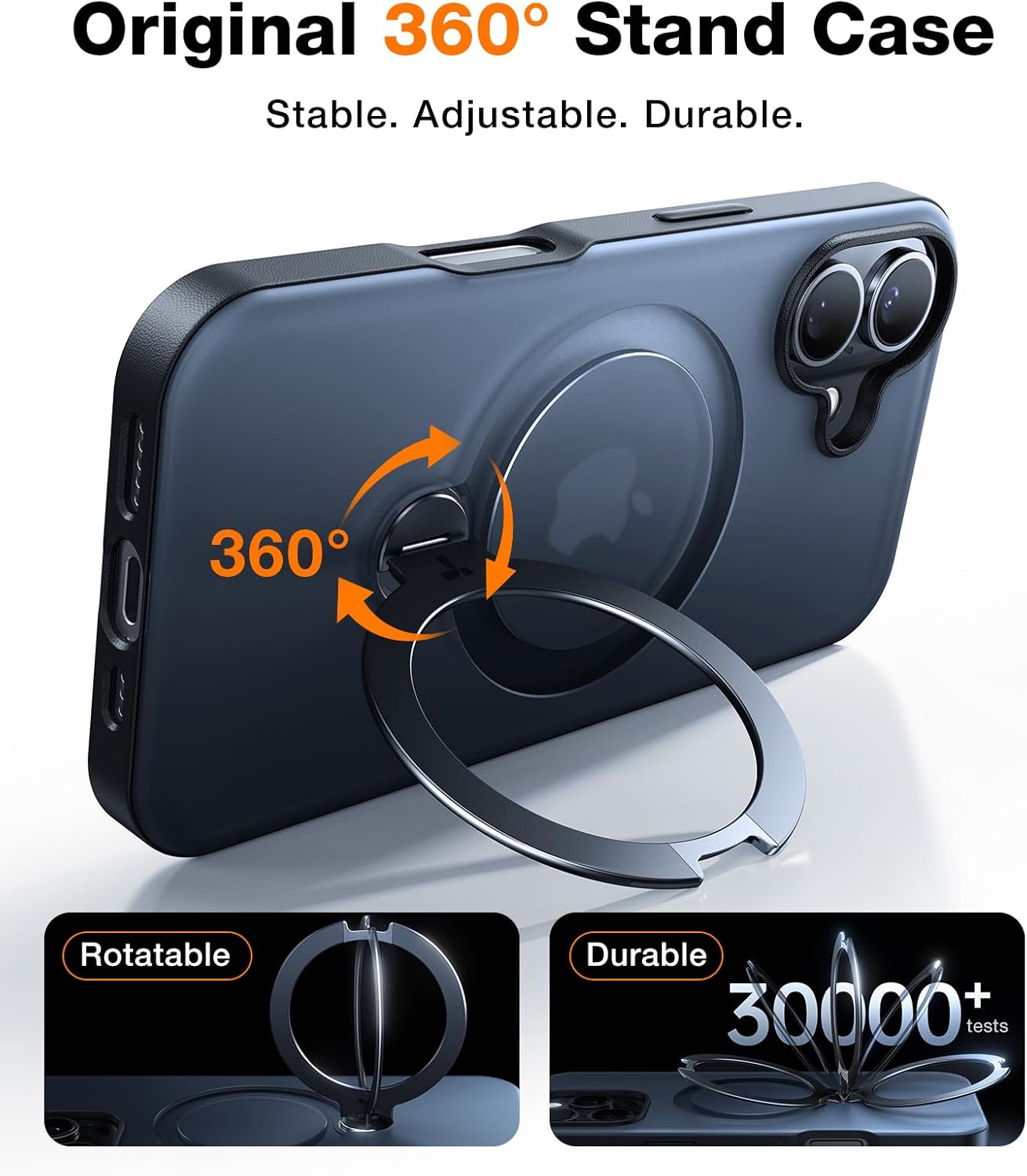 TORRAS Q3 360 Spin for iPhone 17 Pro Max Case Magnetic Stand, Compatible with Magsafe, Military Grade Protection, Camera Control, Built-in Kickstand 17 Pro Max Phone Case 6.9'', Clear