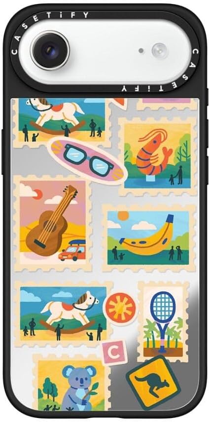 CASETiFY Mirror Case for iPhone 16 [Reflective / 4.9ft Drop Protection/Compatible with Magsafe] - Melbourne Stickers - Silver On Black