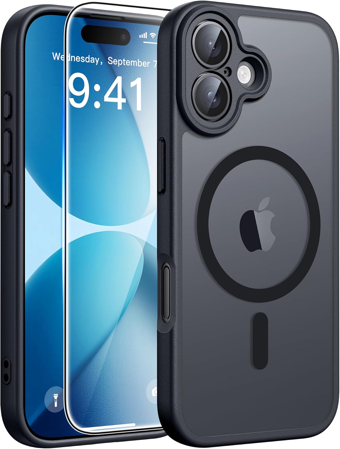 FNTCASE for iPhone 12 Phone Case: for iPhone 12 Pro Magnetic Matte Textured Military Grade Drop Protection Translucent Cell Cover - Slim Durable Shockproof Protective Bumper