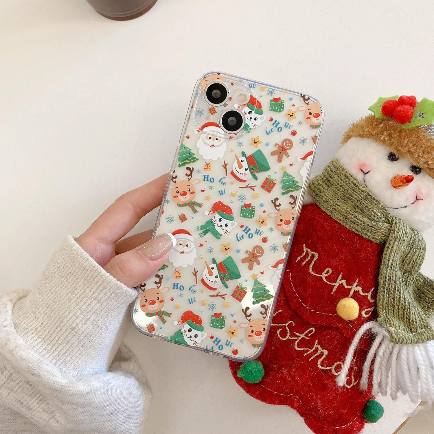 UEEBAI Christmas Phone Case for iPhone 16, Cute Merry Christmas Pattern Case Compatible with Magsafe Red Xmas Santa Tree Candy Pattern Cover for Women and Girls - Elk