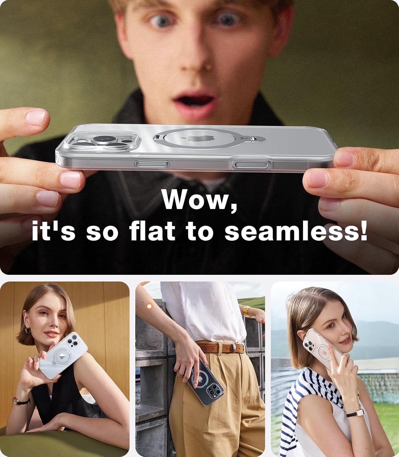 TORRAS Q3 360 Spin for iPhone 17 Pro Max Case Magnetic Stand, Compatible with Magsafe, Military Grade Protection, Camera Control, Built-in Kickstand 17 Pro Max Phone Case 6.9'', Clear