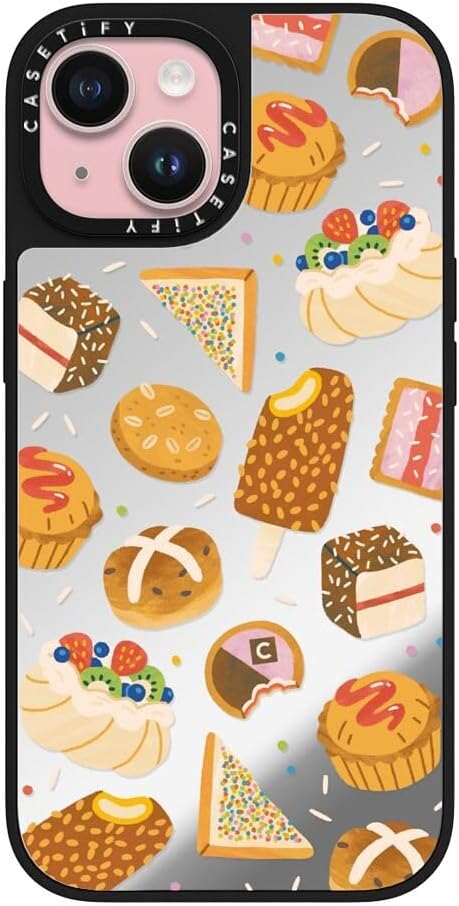 CASETiFY Mirror Case for iPhone 16 [Reflective / 4.9ft Drop Protection/Compatible with Magsafe] - Melbourne Stickers - Silver On Black