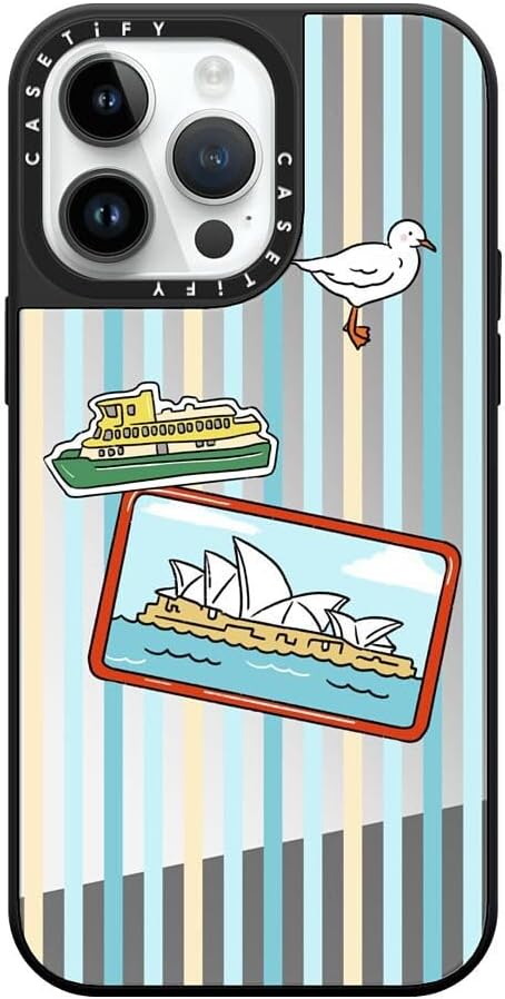 CASETiFY Mirror Case for iPhone 16 [Reflective / 4.9ft Drop Protection/Compatible with Magsafe] - Melbourne Stickers - Silver On Black