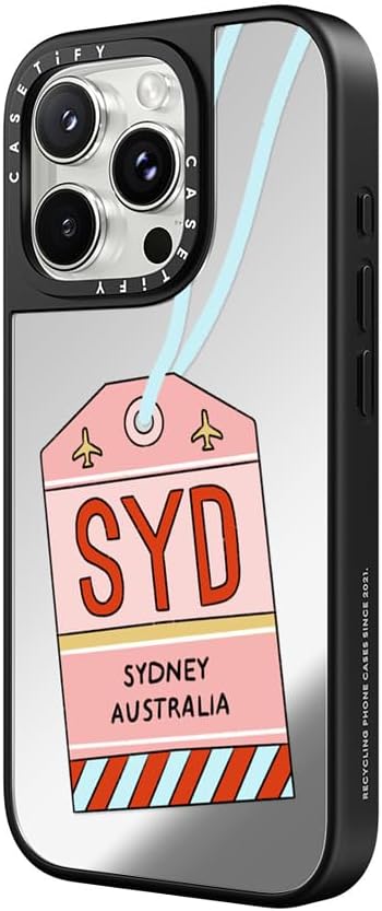 CASETiFY Mirror Case for iPhone 16 [Reflective / 4.9ft Drop Protection/Compatible with Magsafe] - Melbourne Stickers - Silver On Black