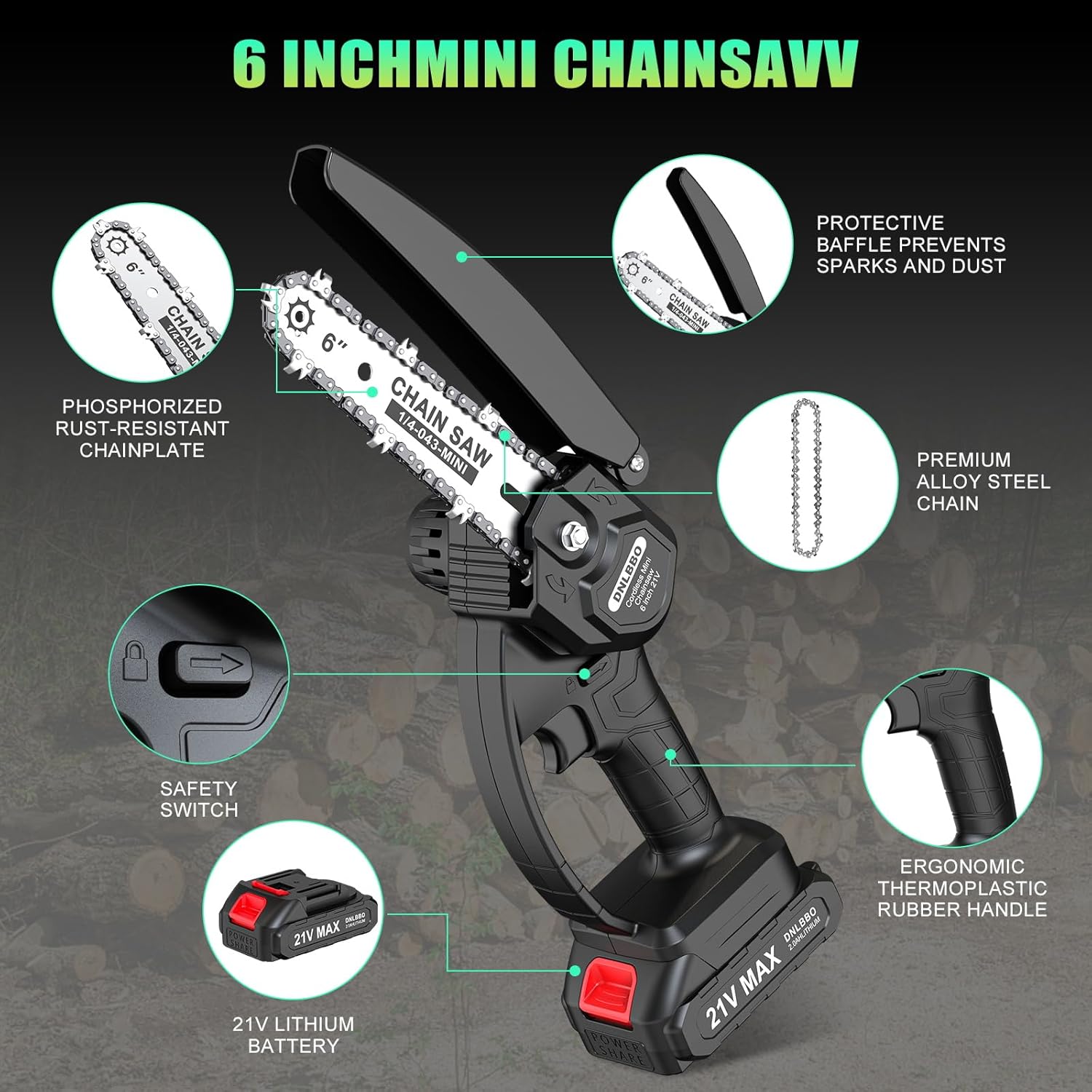‌2-in-1 Cordless Pole Saw & 6