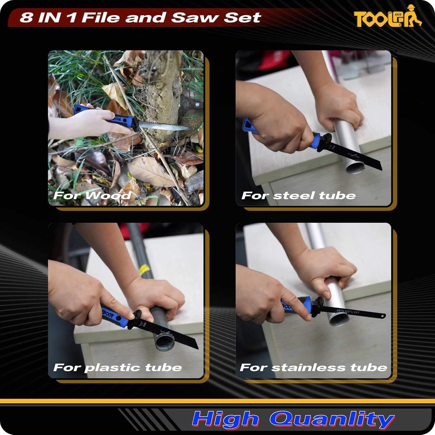 TOOLAN 8-in-1 Hand Saw: Drywall Cutter, Hacksaw, Jab Saw – Cuts Wood/Metal/Plastic/Plywood | Quick-Change Blade