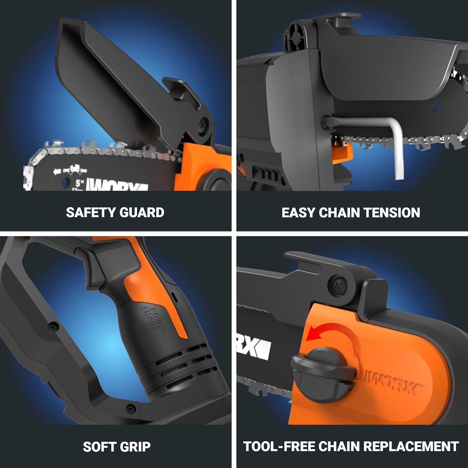 Vox 20V WG324: A 3.9-pound compact chainsaw with a cutting speed of 22 feet per second.
