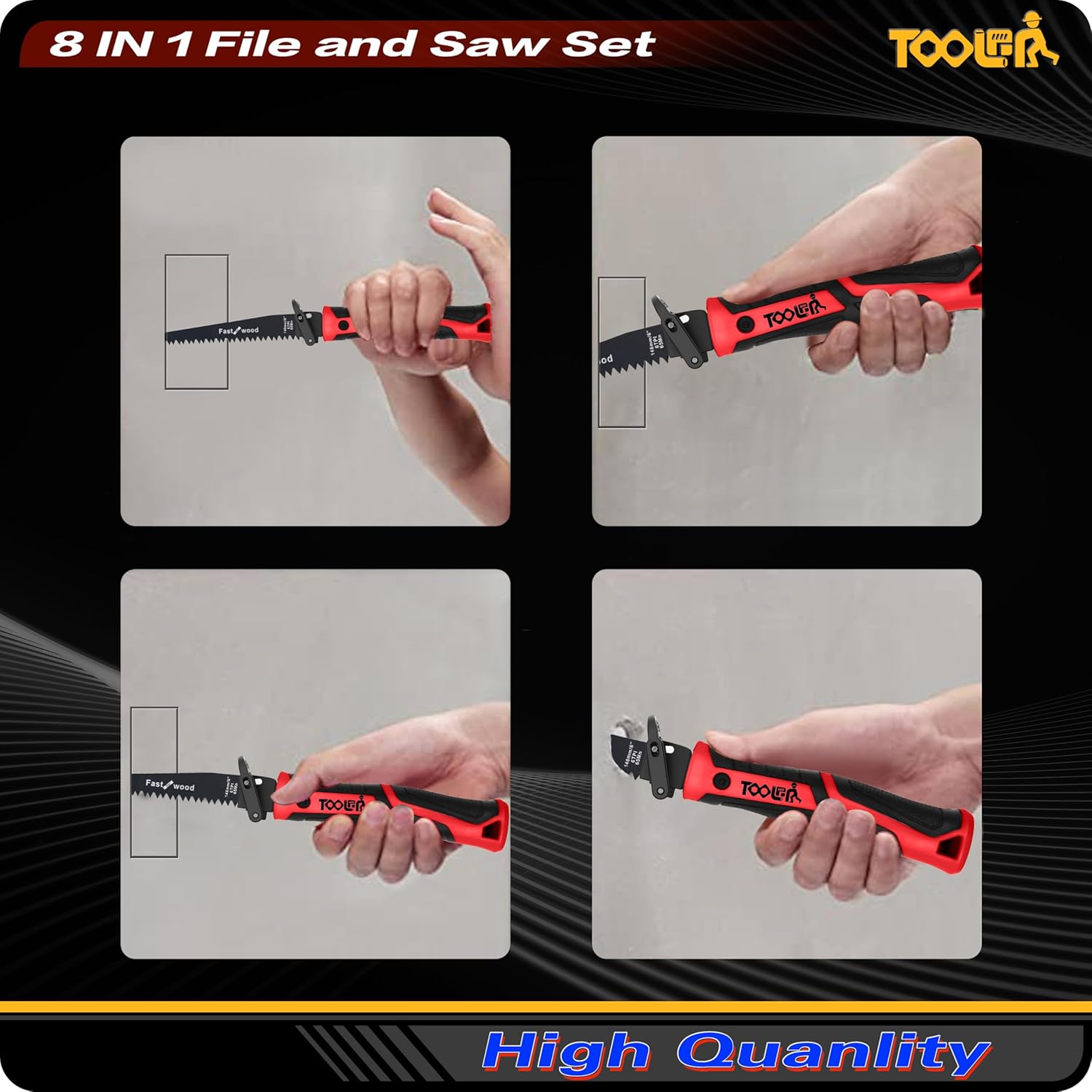 TOOLAN 8-in-1 Hand Saw: Drywall Cutter, Hacksaw, Jab Saw – Cuts Wood/Metal/Plastic/Plywood | Quick-Change Blade