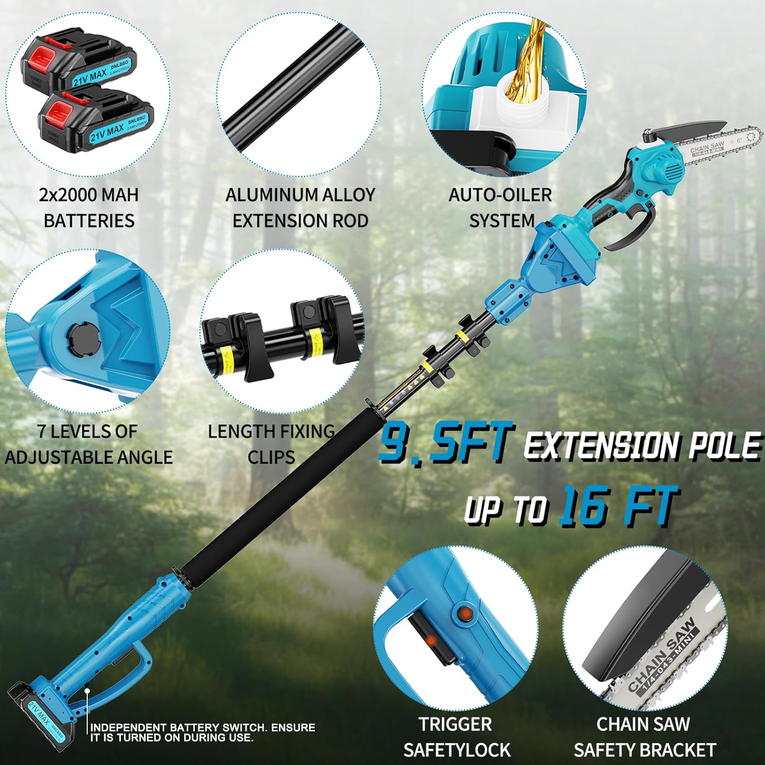 ‌2-in-1 Cordless Pole Saw & 6