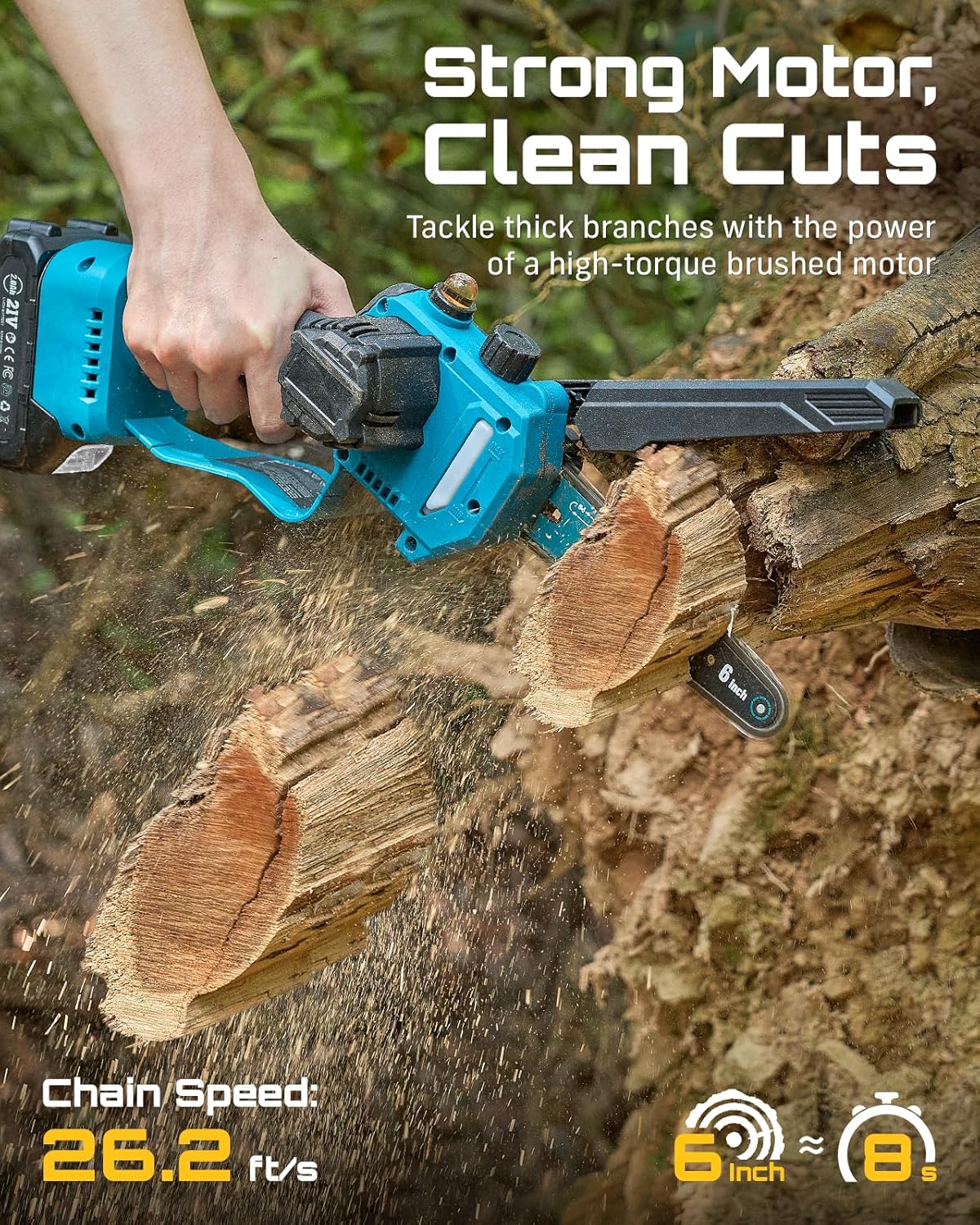 SEESII PS600: 2-in-1 Pole Saw & Mini Chainsaw – Cordless, 6