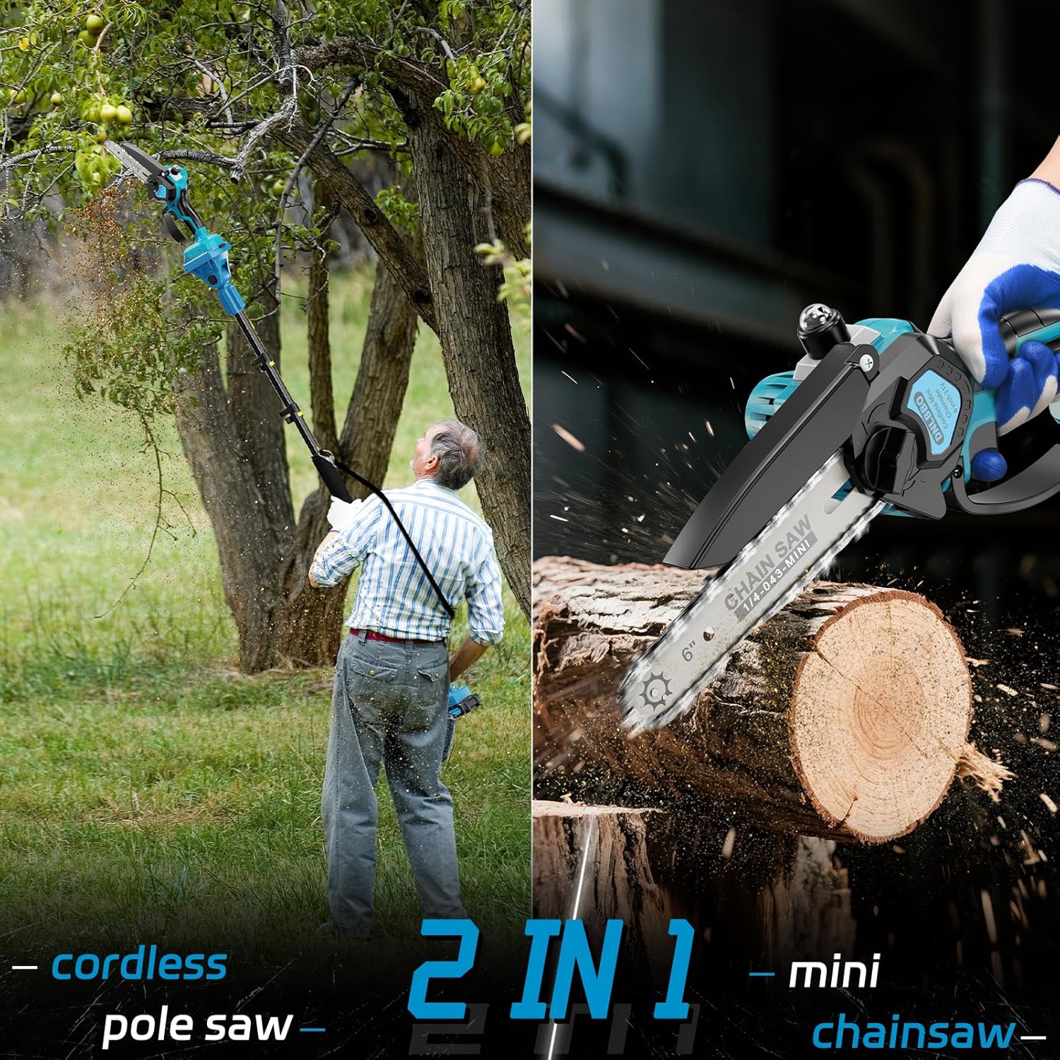 ‌2-in-1 Cordless Pole Saw & 6