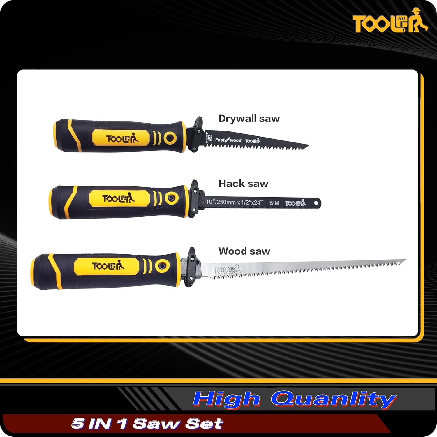 TOOLAN 8-in-1 Hand Saw: Drywall Cutter, Hacksaw, Jab Saw – Cuts Wood/Metal/Plastic/Plywood | Quick-Change Blade