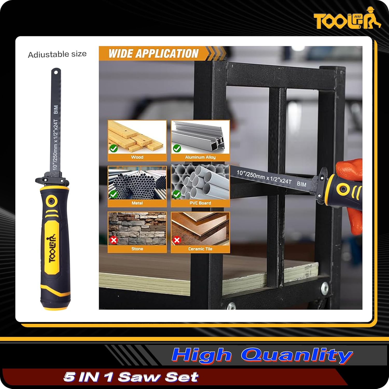 TOOLAN 8-in-1 Hand Saw: Drywall Cutter, Hacksaw, Jab Saw – Cuts Wood/Metal/Plastic/Plywood | Quick-Change Blade