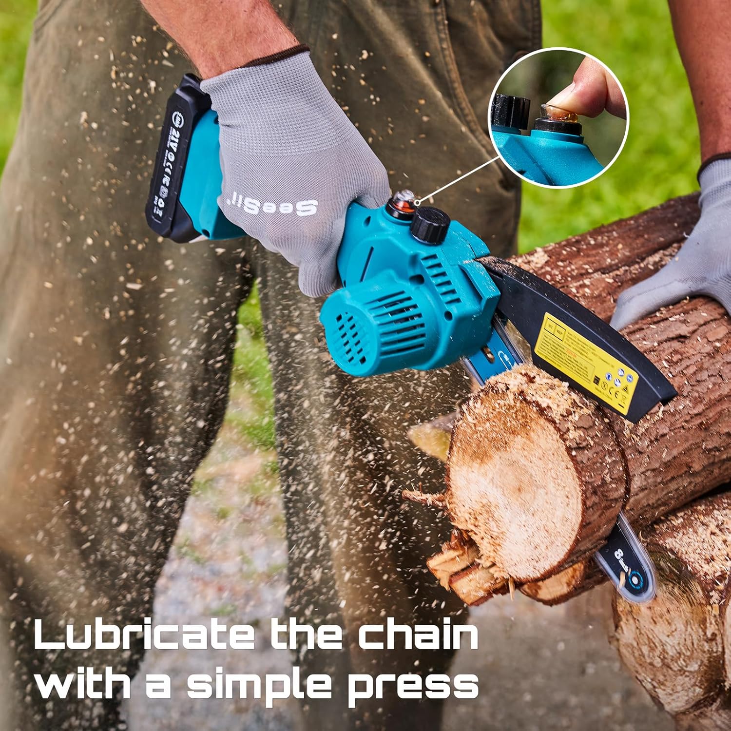 SEESII PS600: 2-in-1 Pole Saw & Mini Chainsaw – Cordless, 6