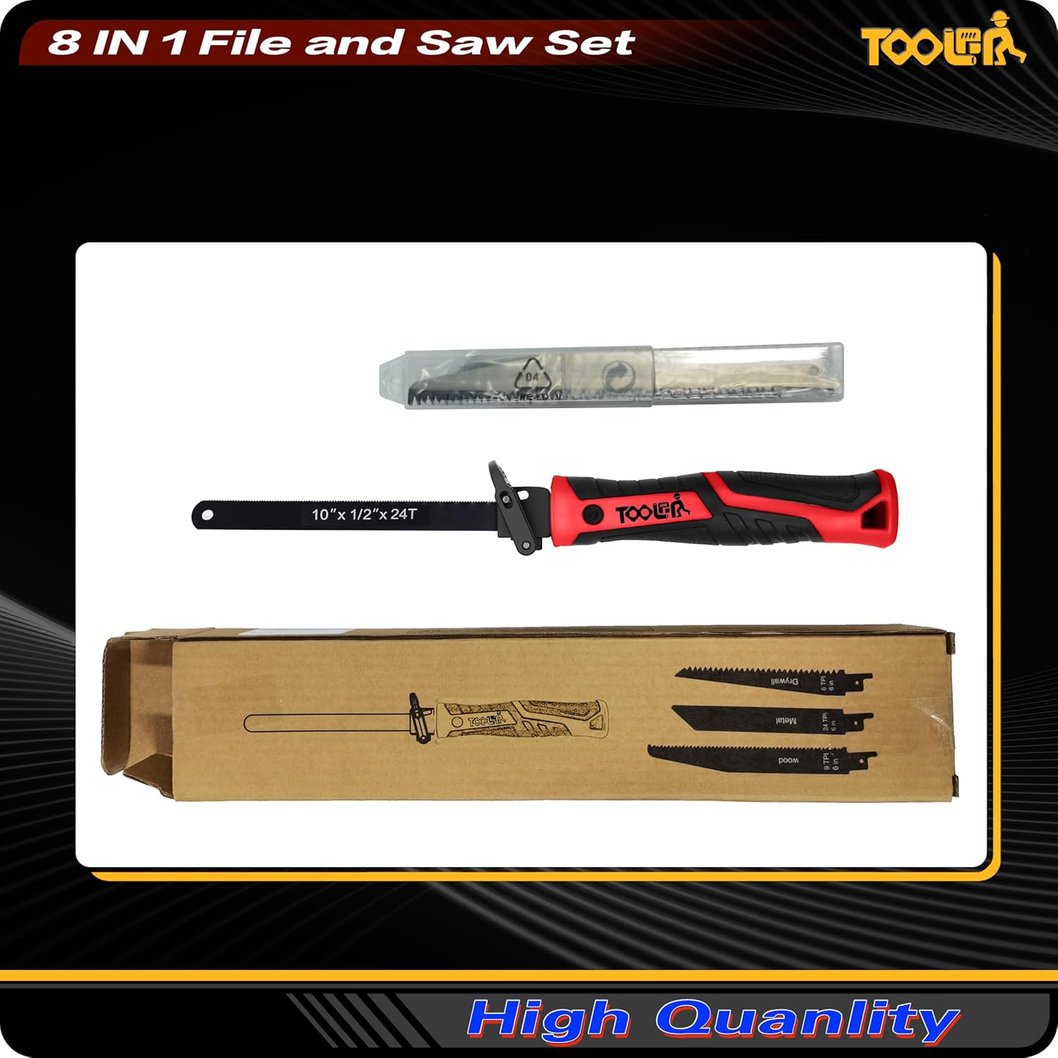 TOOLAN 8-in-1 Hand Saw: Drywall Cutter, Hacksaw, Jab Saw – Cuts Wood/Metal/Plastic/Plywood | Quick-Change Blade