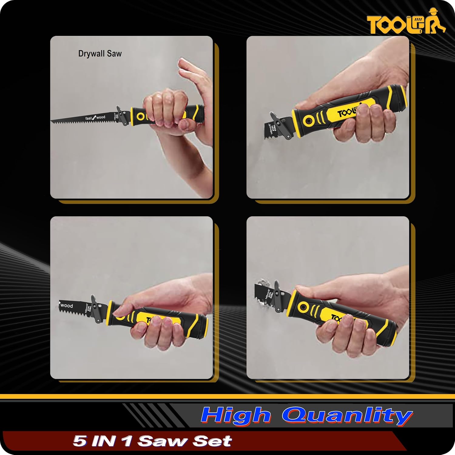 TOOLAN 8-in-1 Hand Saw: Drywall Cutter, Hacksaw, Jab Saw – Cuts Wood/Metal/Plastic/Plywood | Quick-Change Blade
