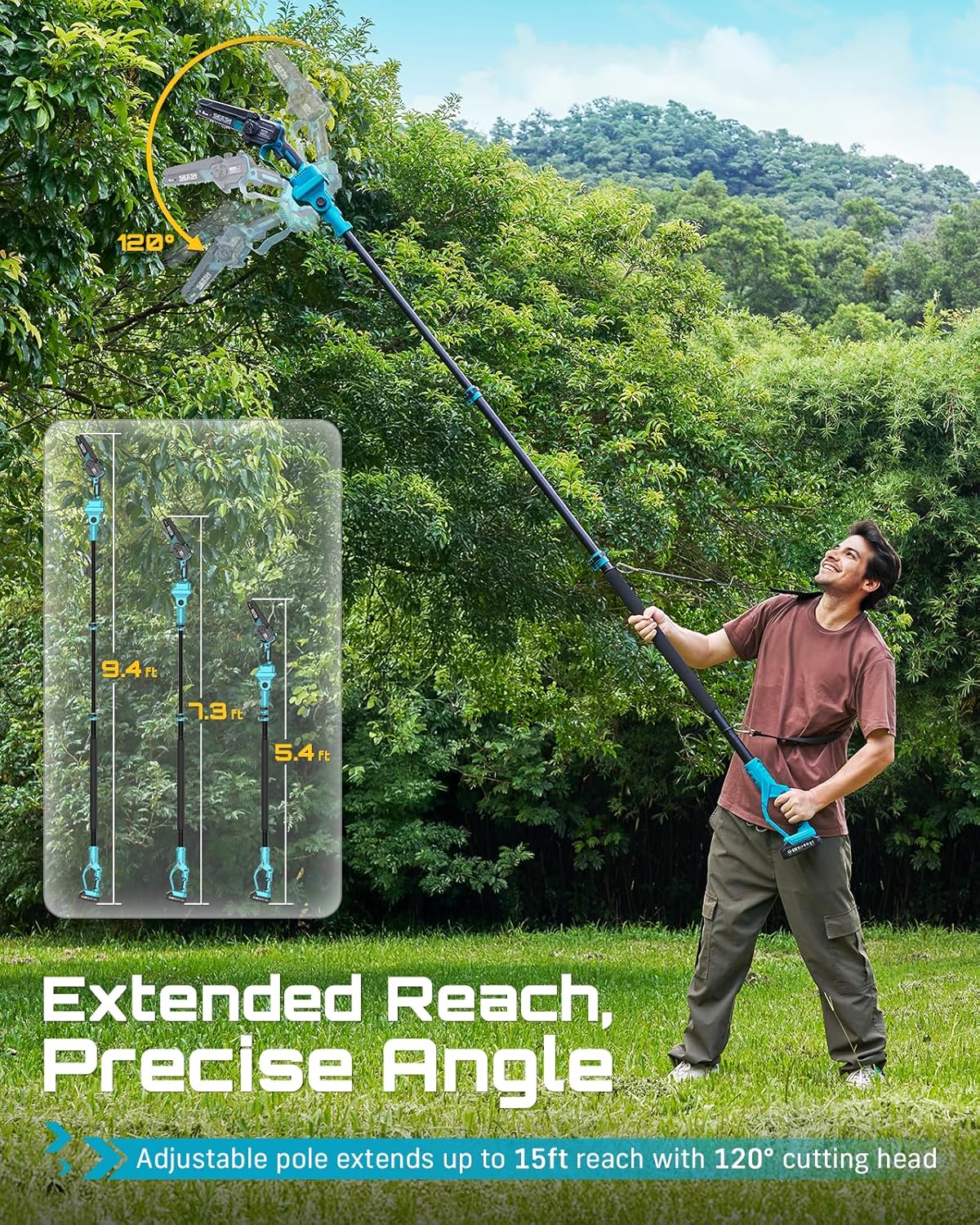 SEESII PS600: 2-in-1 Pole Saw & Mini Chainsaw – Cordless, 6