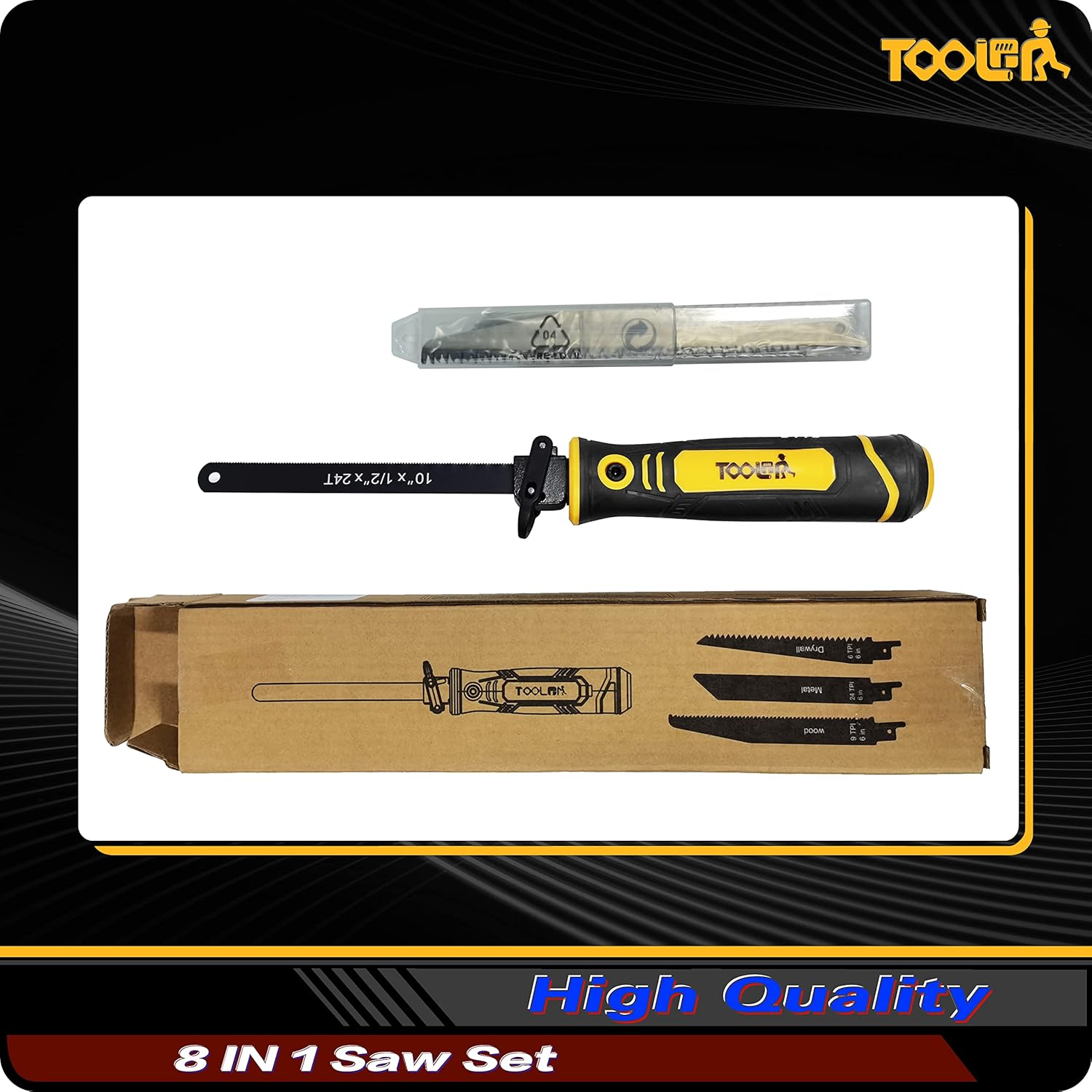 TOOLAN 8-in-1 Hand Saw: Drywall Cutter, Hacksaw, Jab Saw – Cuts Wood/Metal/Plastic/Plywood | Quick-Change Blade
