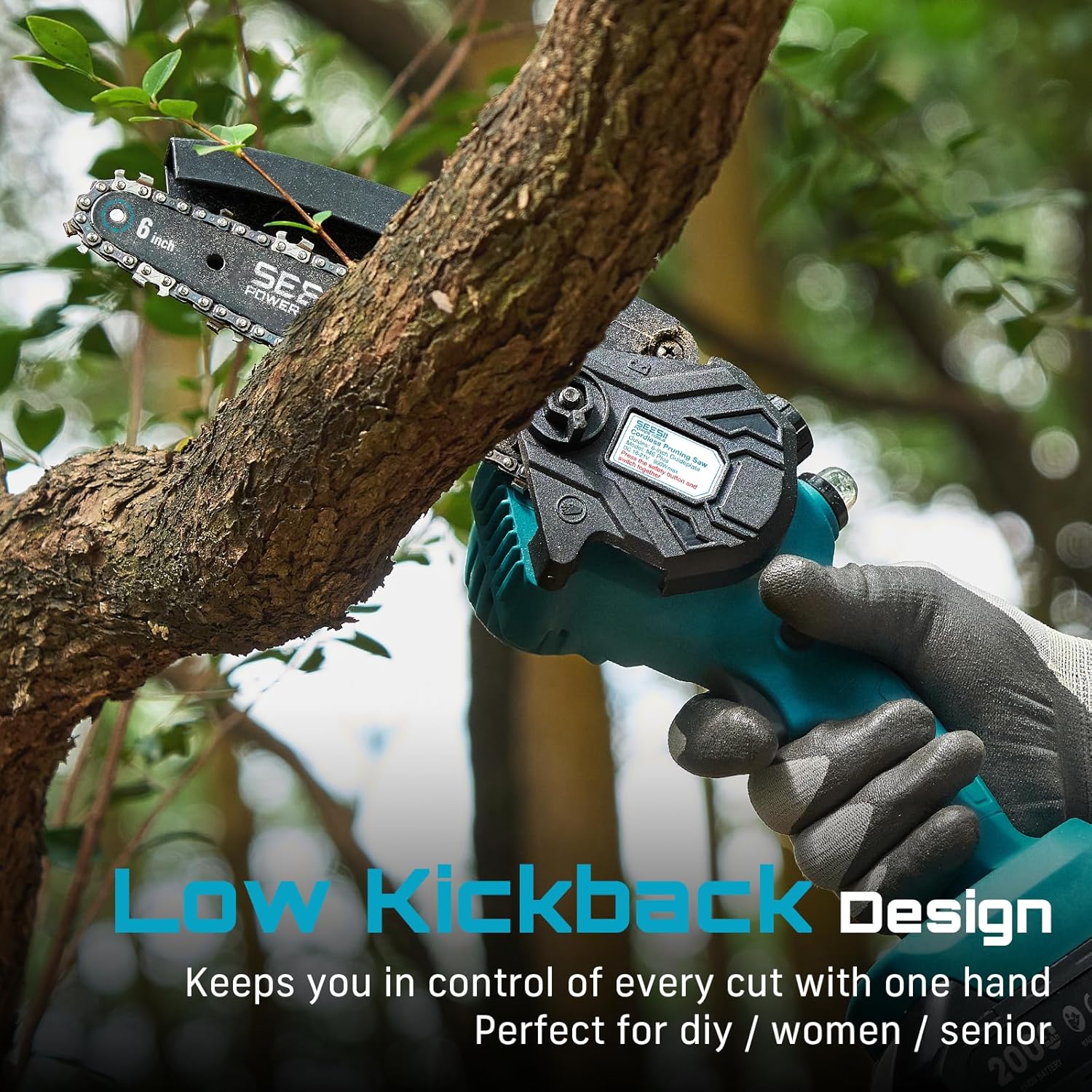 SEESII PS600: 2-in-1 Pole Saw & Mini Chainsaw – Cordless, 6