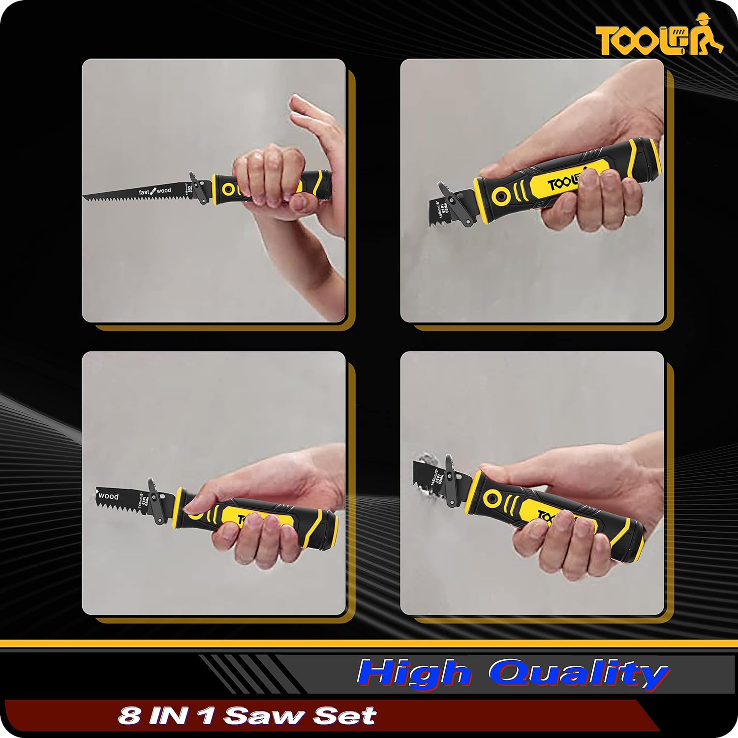 TOOLAN 8-in-1 Hand Saw: Drywall Cutter, Hacksaw, Jab Saw – Cuts Wood/Metal/Plastic/Plywood | Quick-Change Blade