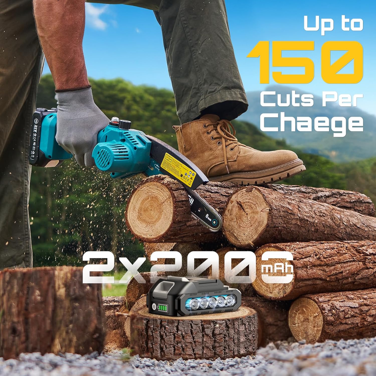 SEESII PS600: 2-in-1 Pole Saw & Mini Chainsaw – Cordless, 6