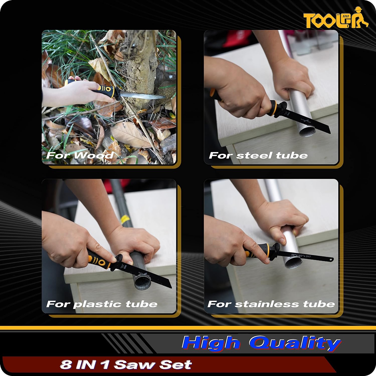 TOOLAN 8-in-1 Hand Saw: Drywall Cutter, Hacksaw, Jab Saw – Cuts Wood/Metal/Plastic/Plywood | Quick-Change Blade