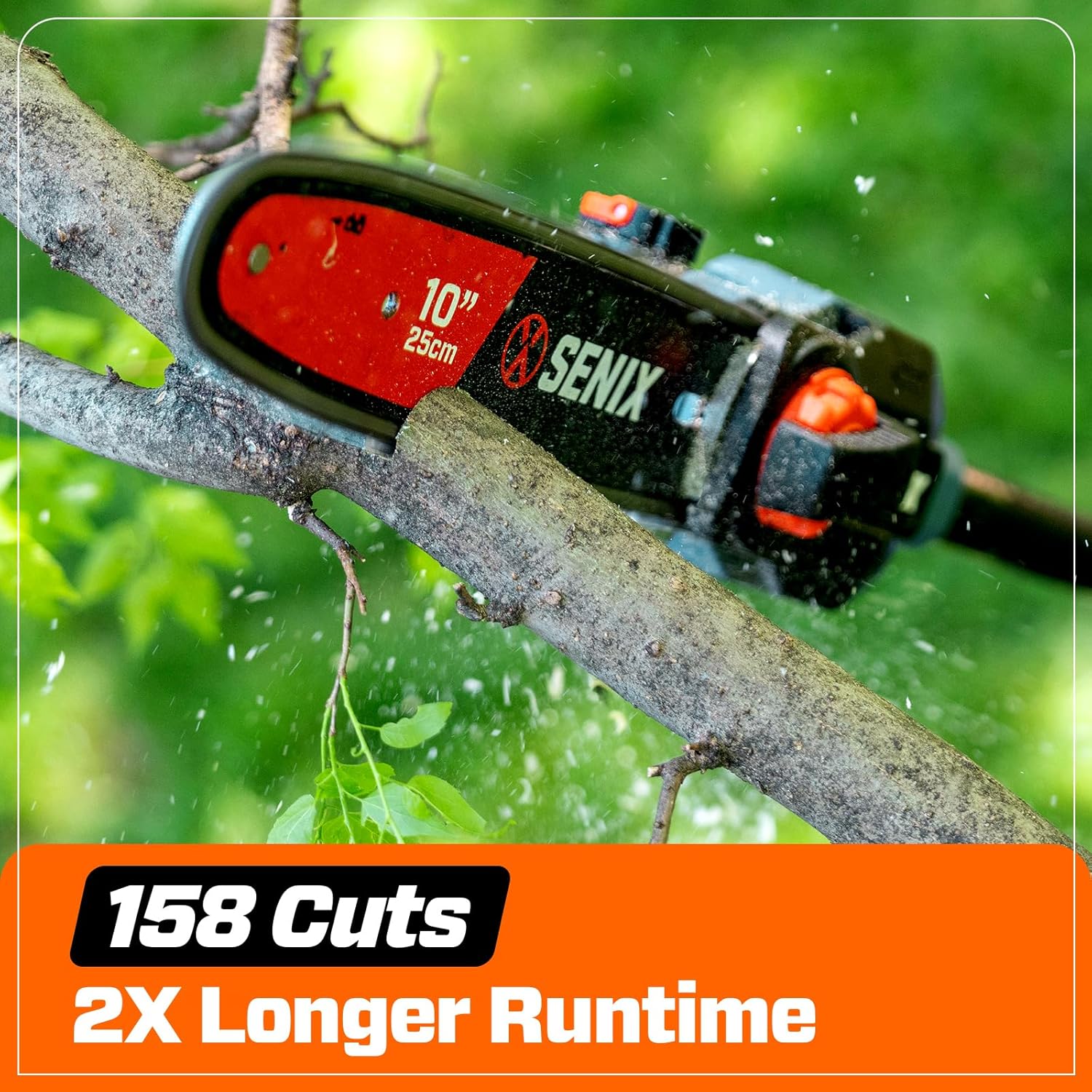 SENIX 10 X6 60V Pole Saw – 14ft Reach, Carbon Fiber, 65.5ft/s | Pruning & Trimming (CSPX6-M)