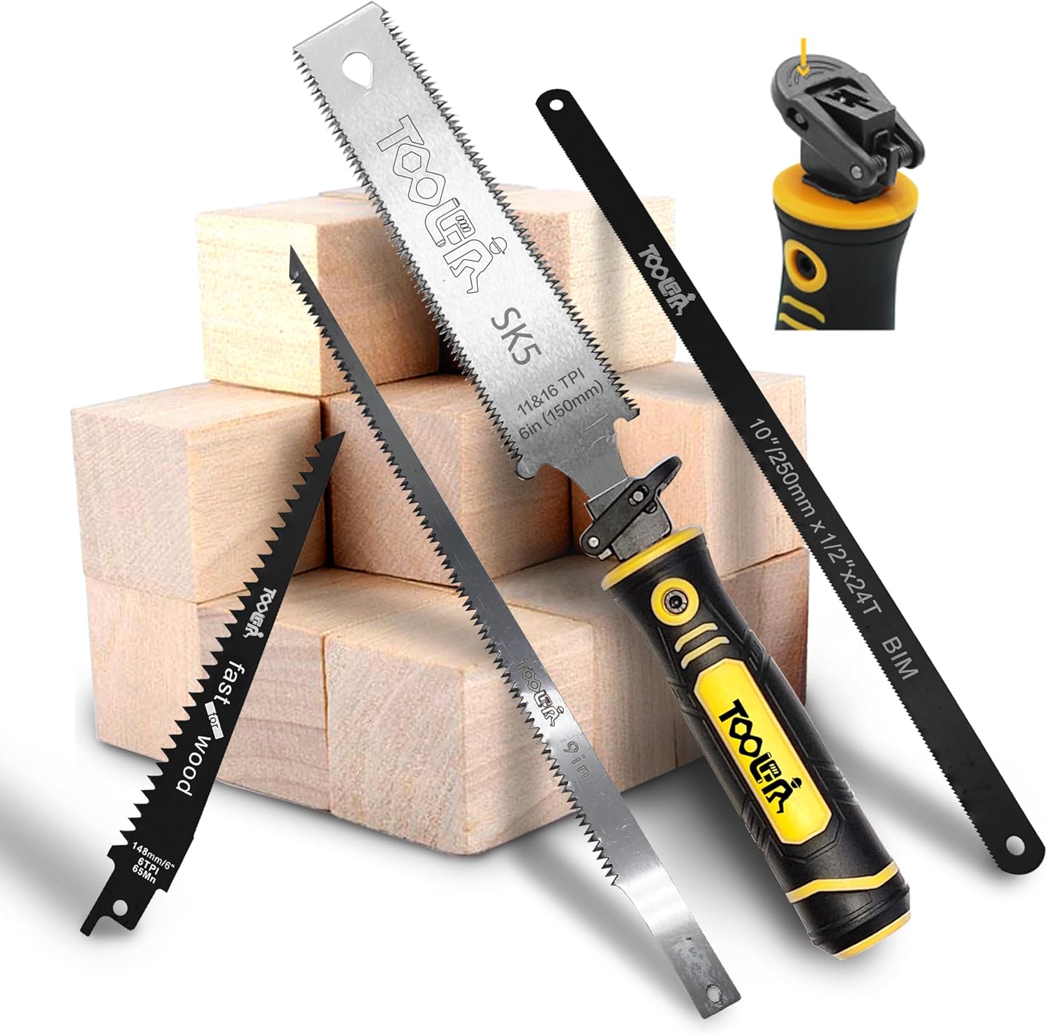 TOOLAN 8-in-1 Hand Saw: Drywall Cutter, Hacksaw, Jab Saw – Cuts Wood/Metal/Plastic/Plywood | Quick-Change Blade