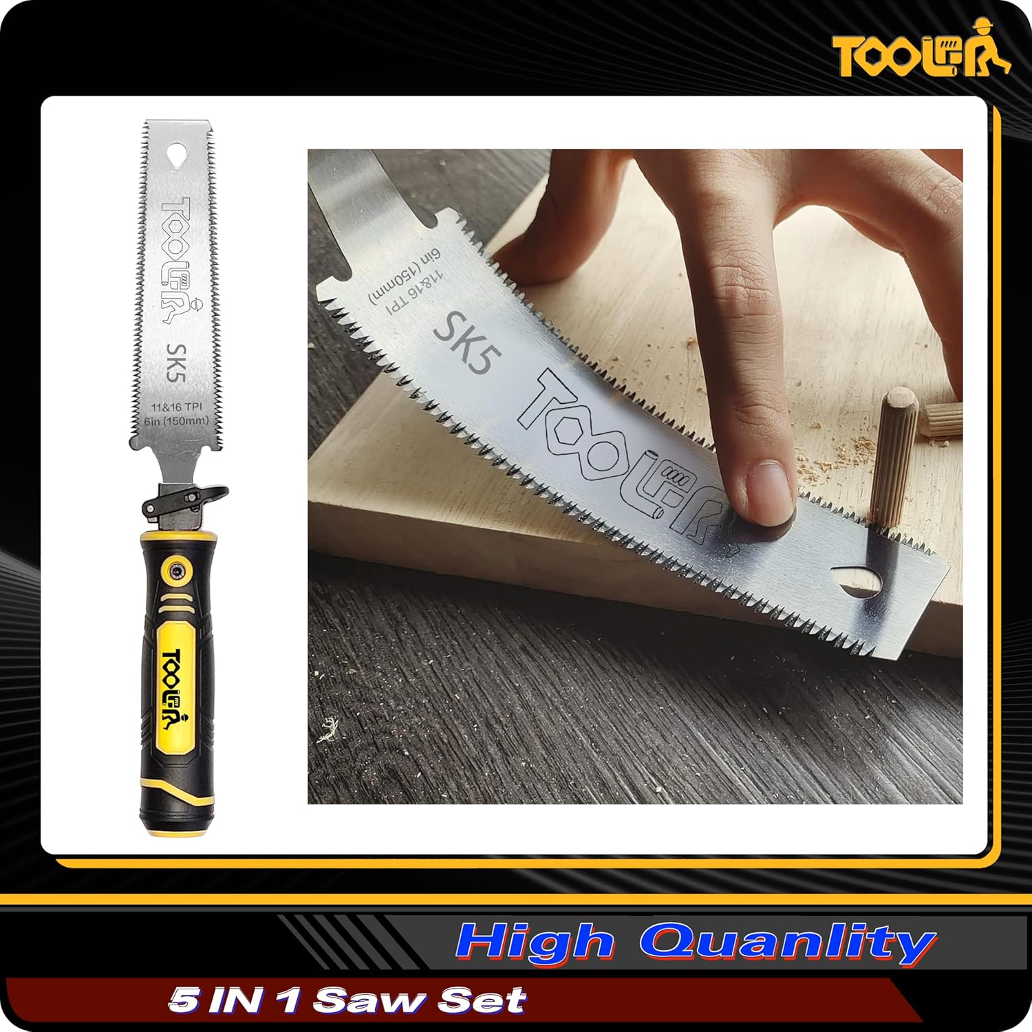 TOOLAN 8-in-1 Hand Saw: Drywall Cutter, Hacksaw, Jab Saw – Cuts Wood/Metal/Plastic/Plywood | Quick-Change Blade