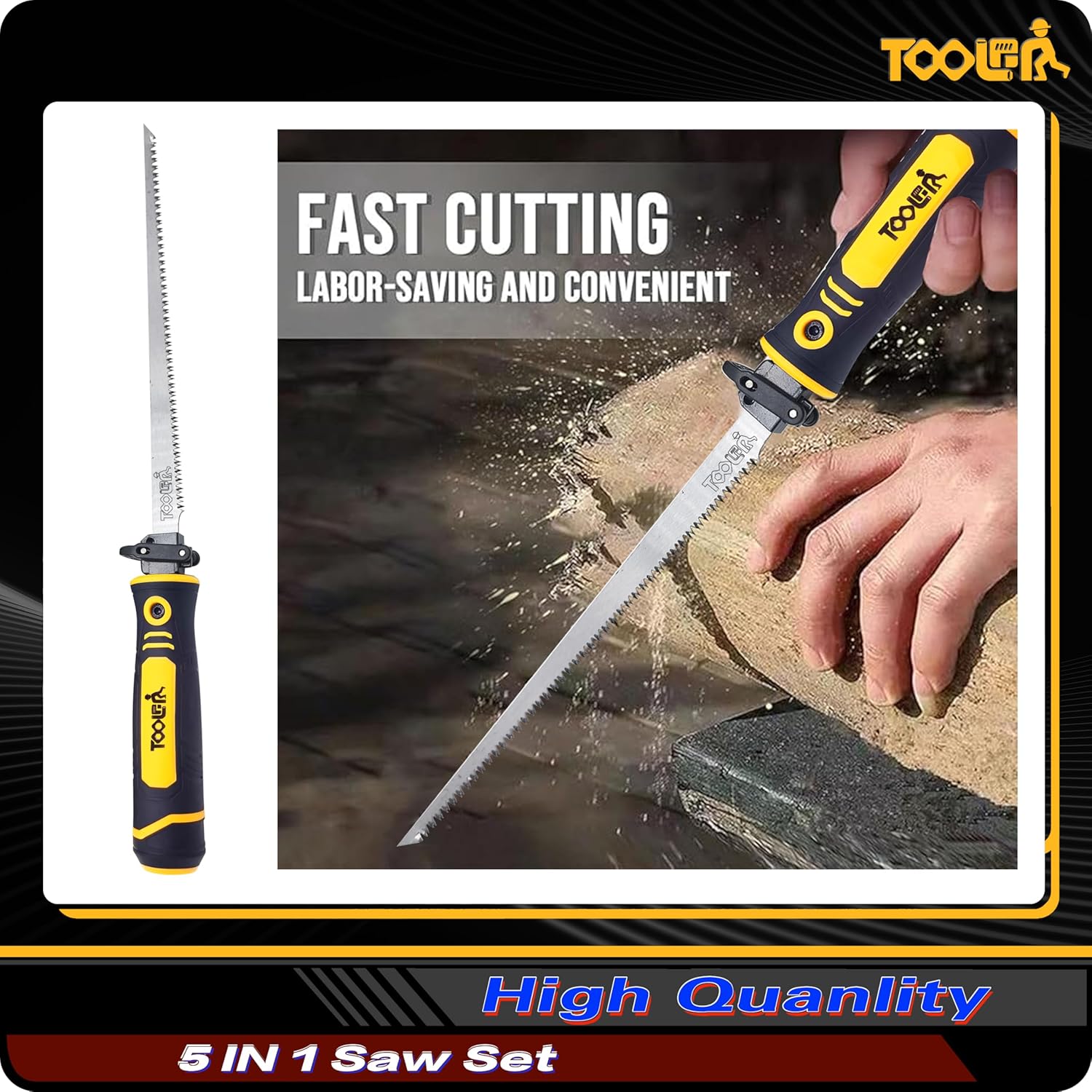 TOOLAN 8-in-1 Hand Saw: Drywall Cutter, Hacksaw, Jab Saw – Cuts Wood/Metal/Plastic/Plywood | Quick-Change Blade