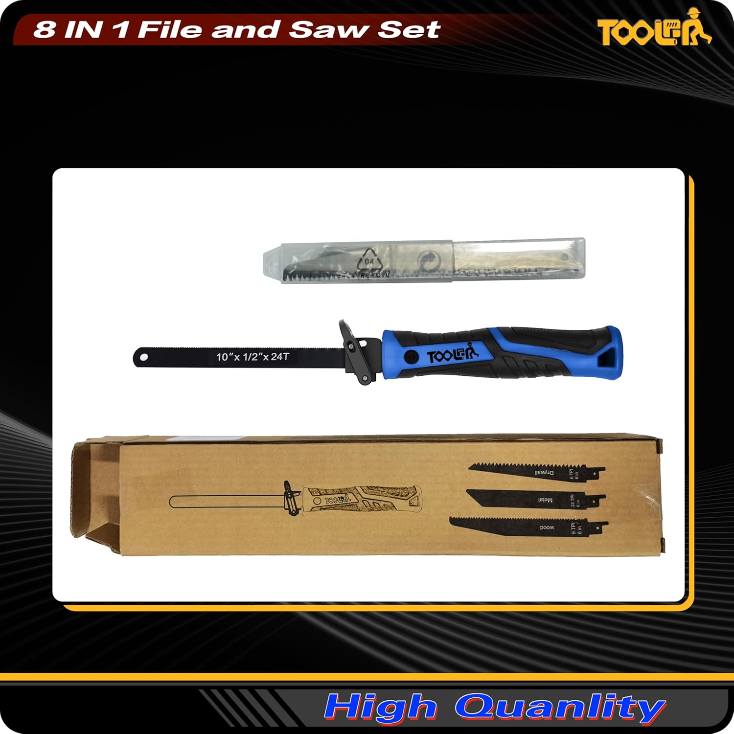 TOOLAN 8-in-1 Hand Saw: Drywall Cutter, Hacksaw, Jab Saw – Cuts Wood/Metal/Plastic/Plywood | Quick-Change Blade
