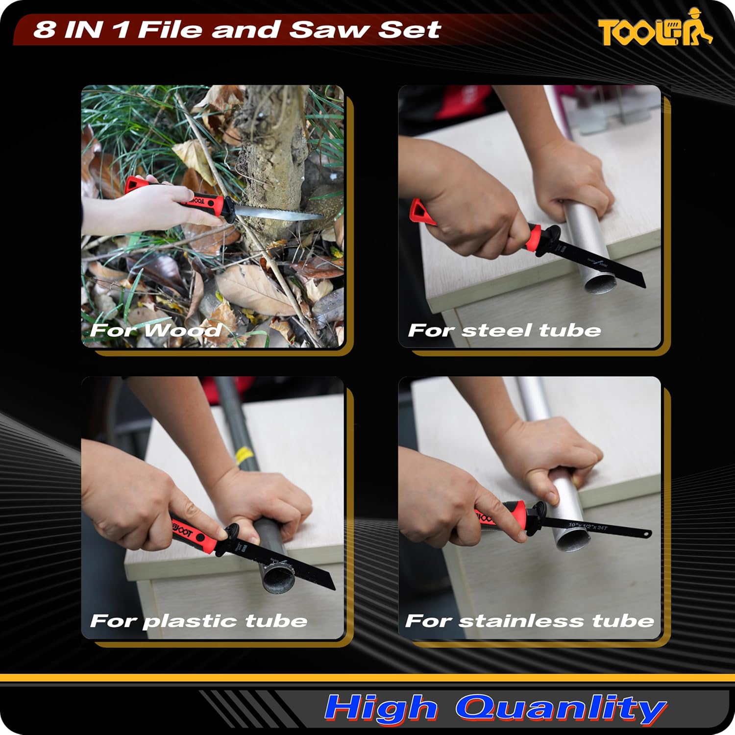 TOOLAN 8-in-1 Hand Saw: Drywall Cutter, Hacksaw, Jab Saw – Cuts Wood/Metal/Plastic/Plywood | Quick-Change Blade