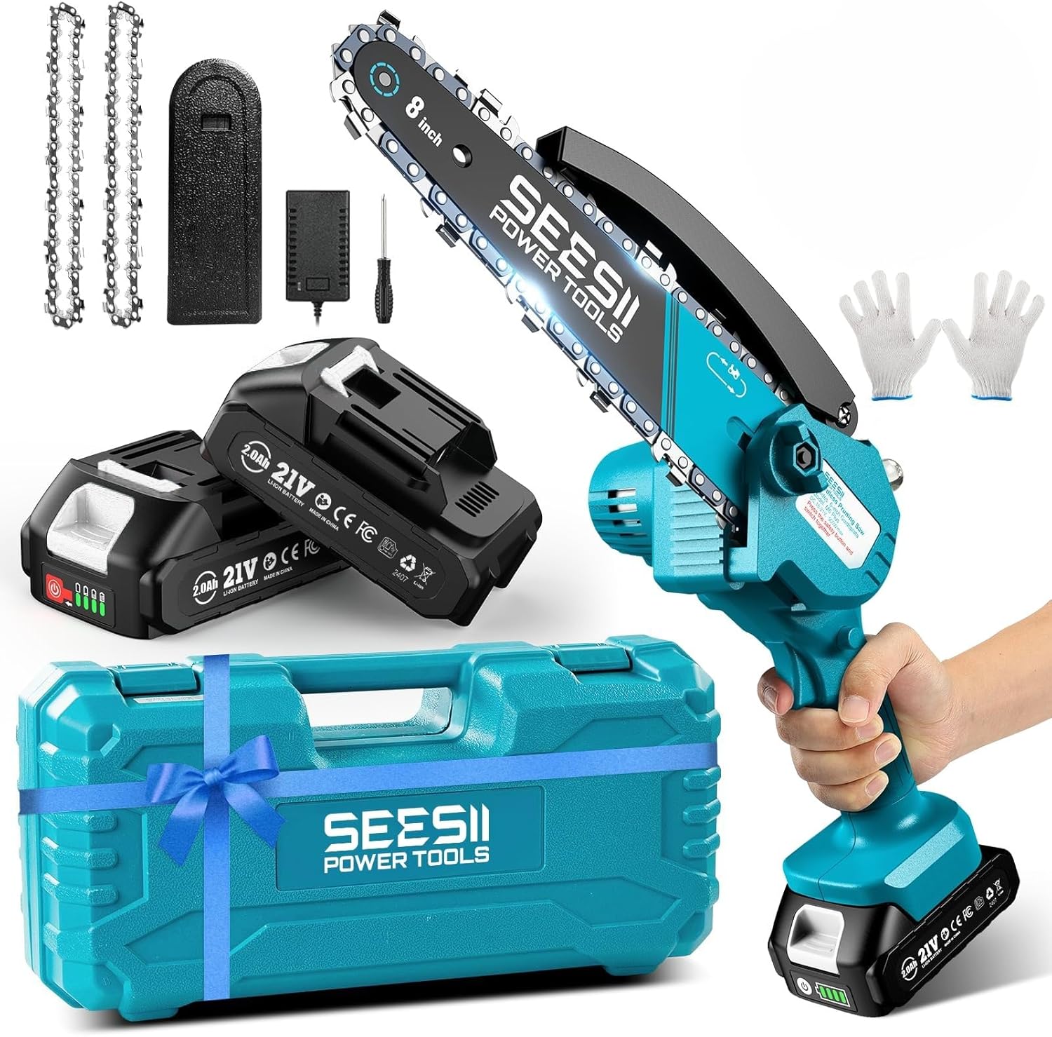 SEESII PS600: 2-in-1 Pole Saw & Mini Chainsaw – Cordless, 6