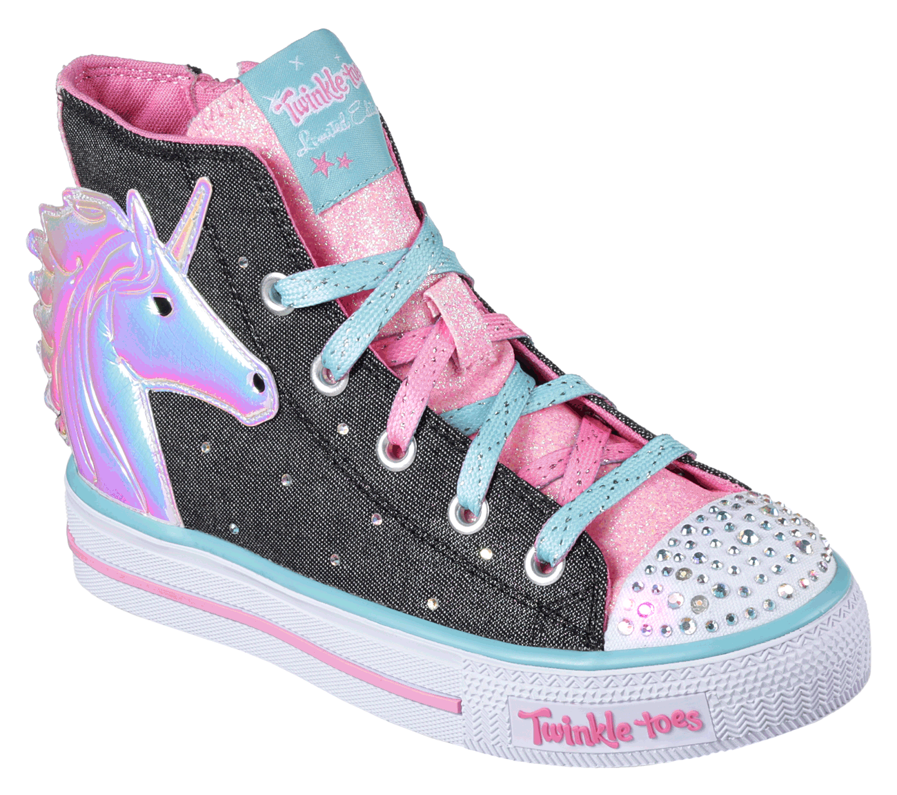 Skechers Girls Twinkle Toes: Shuffles - Prancing Pretty Black/Multi