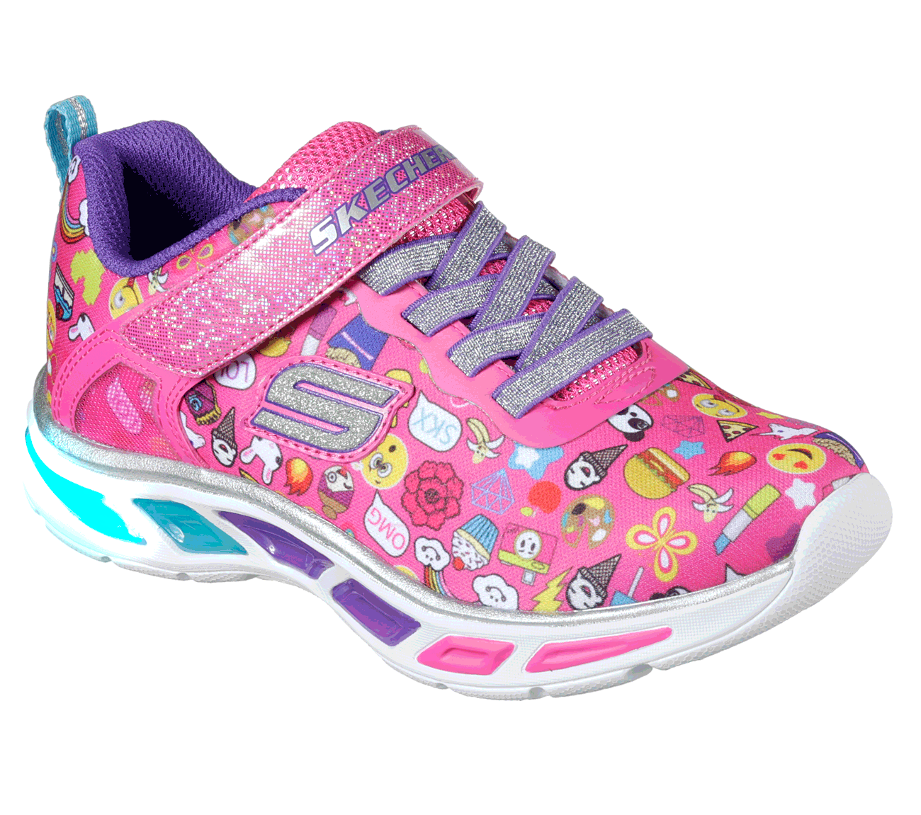 Skechers Girls S Lights: Litebeams - Feelin It Neon Pink/Multi
