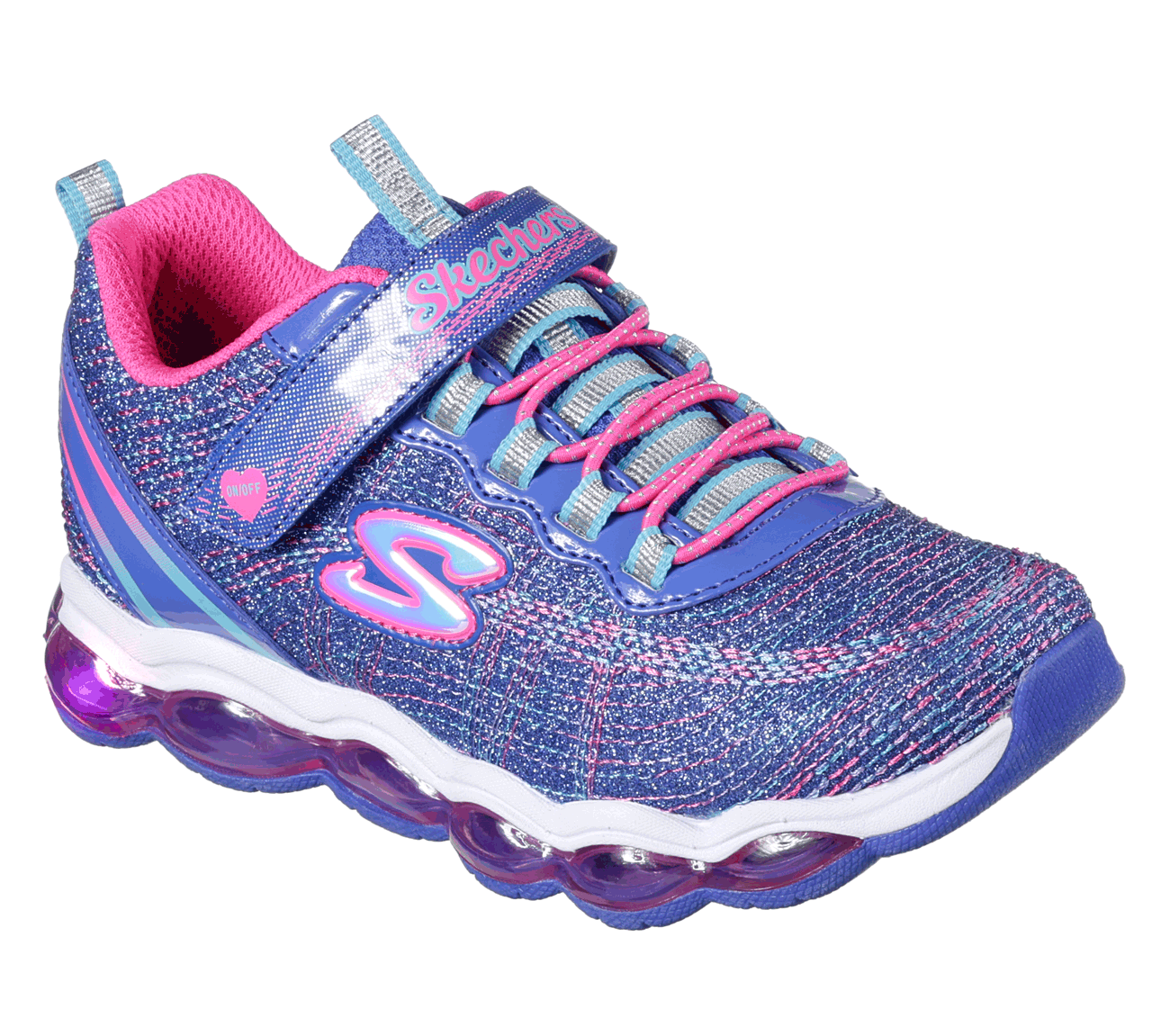 Skechers Girls S Lights: Glimmer Lites Blue/Neon Pink