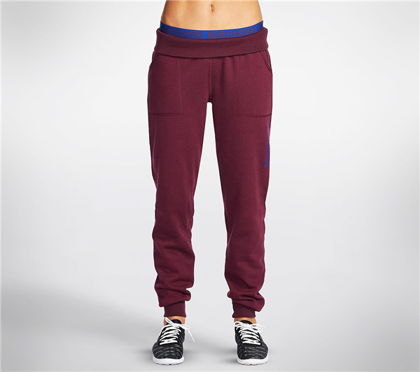 Skechers Women Booster Rosecrans Jogger Sweat Pants Burgundy