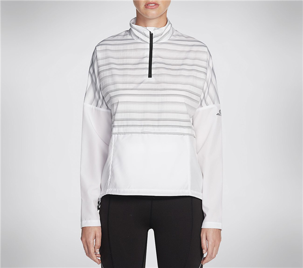 Skechers Women Nite Owl Activate Packable Windbreaker Jacket White/Black