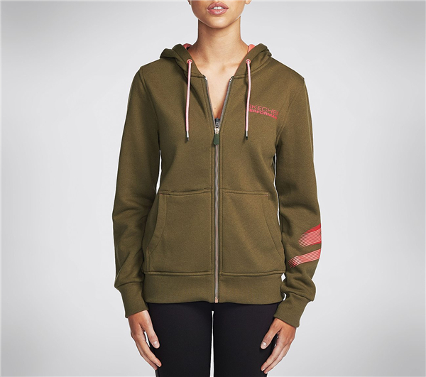 Skechers Women Strada Zip Up Fleece Hoodie Green