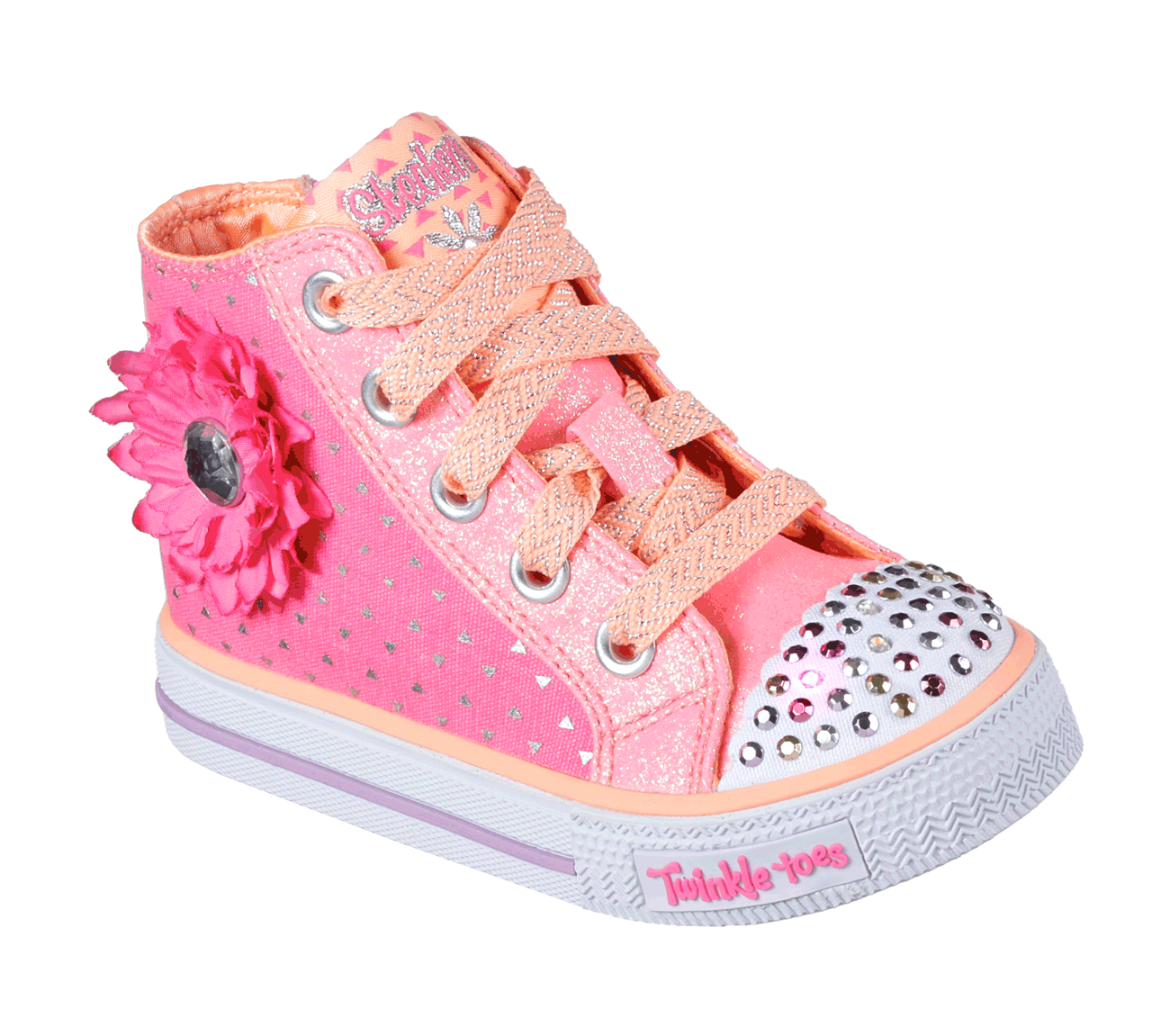 Skechers Girls Twinkle Toes: Shuffles - Bloom Boom Pink/Coral