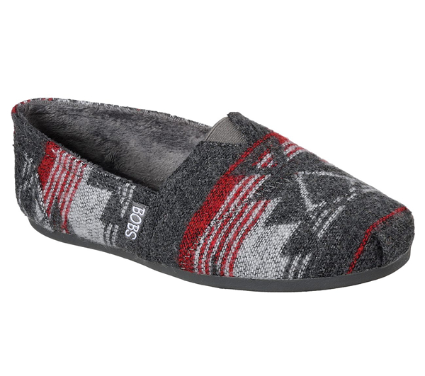 Skechers Women Bobs Plush - Festival Star Charcoal/Red