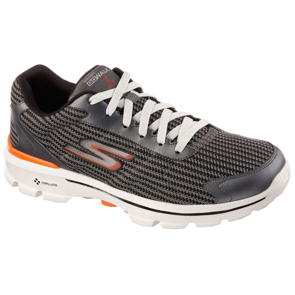 Skechers Men Extra Wide Fit (4E) Shoes - Fitknit Charcoal/Orange